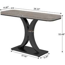Industrial Console Table, 100cm Narrow Hallway Table With Geometric Base, Rustic Side Table For Living Room, Entrance - Grey - View 2