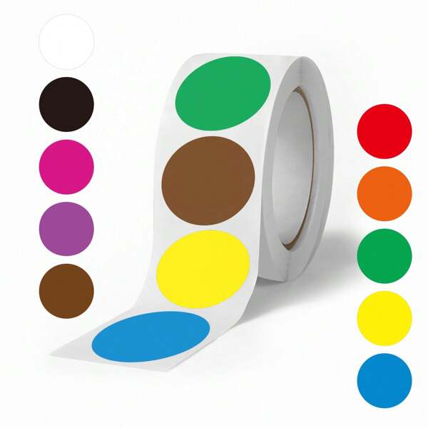 500Pcs Colorful Sticker Roll Dot Stickers Colorful Sticker Dots Color Dot Stickers Colored Dot Stickers Circle Sticker Roll Vinyl Waterproof Stickers For Water Bottle,Computer,Laptop,Phone,Luggage,Notebook,Fridge