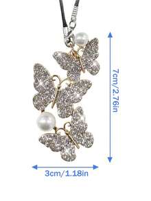 1 件创意合金珍珠蝴蝶装饰汽车内饰装饰车内后视镜装饰 - 均碼 - 查看 7