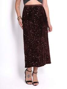 2025BR NEW Sequined Skirt - Burgundy - View 2