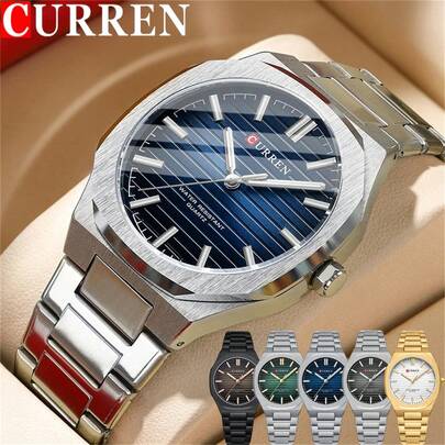  Reloj de hombre CURREN, marca de lujo, militar y del ejército, resistente al agua, con correa de acero inoxidable original, calendario y reloj de cuarzo como regalo, Modelo 84560