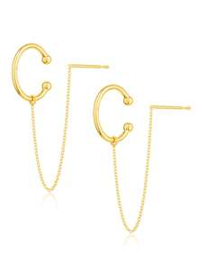 1PC 925 Sterling Silver Dangle Chain Earrings For Women Long Drop Dangle Wrap Earrings Romantic Cartilage Cuff Tassel Earring Fashion Jewelry For Women