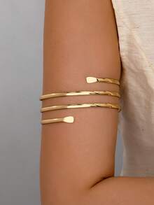 1 件女士臂袖金属丝臂带上臂手镯夏季身体首饰 - 金色 - 查看 1