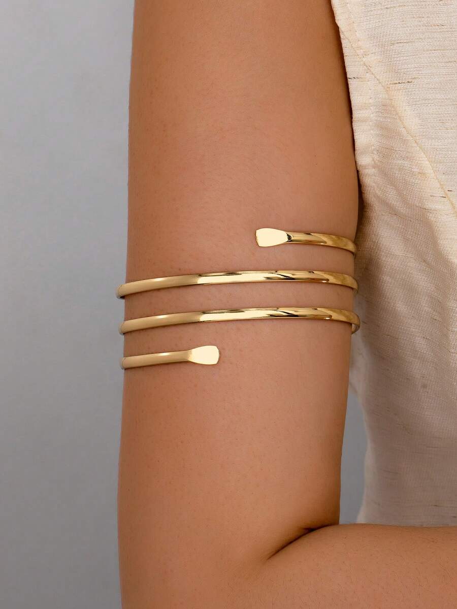 1 件女士臂袖金属丝臂带上臂手镯夏季身体首饰 - 金色 - 查看 1