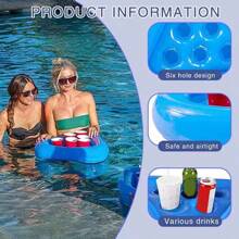 1 pieza Portavaso inflable triangular con 6 huecos, flotador para bebidas, juego de agua para fiestas, actividad divertida, sin necesidad de electricidad, apto para despedidas de soltera, cumpleaños, aniversarios