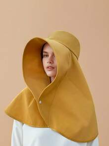 1pc Women's Large Shawl UV Protection Sun Hat, Full Covering Beach Hat - Multicolor - View 10