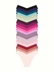 20 Seamless Solid Color Panties, Comfortable Breathable Stretch Underwear, Women's Underwear - 混合色 - 查看 4