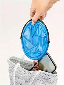 1 pieza Cubo plegable con asa - Diseño portátil, duradero y fácil de guardar para la playa, viajes, fiestas al aire libre, campamento, picnic, pesca y senderismo - Disponible en azul, morado, naranja, verde