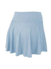 1pc Women Plus Size Sports Skirt, High Waist Workout Running Tennis Skirt, Casual Stylish With Pockets Skort