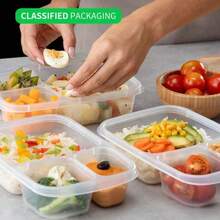 1/7pcs New Compartment Lunch Box Plastic Bento Box With Lid, Microwave Safe Meal Prep Containers - Multicolor - View 6