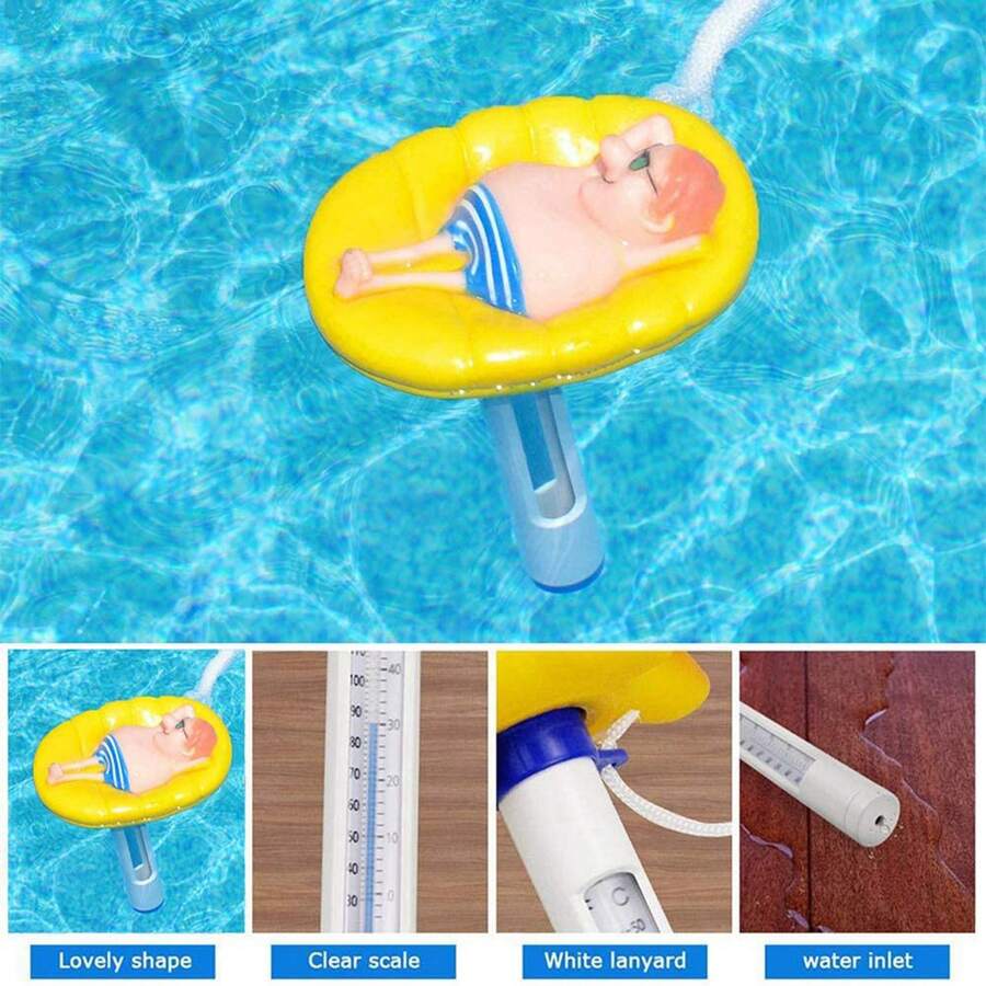 Swimming Pool Thermometer, ℃/℉ Accurate Measurement, Cartoon Style With Scale Floating Water Tool - B - View 1