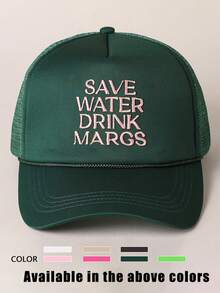 1pc Embroidered "Save Water Drink Margs" Drawstring Baseball Cap, Mesh Breathable Adjustable Sun Protection Hat, Casual For Outdoor, Travel, Beach, Suitable For Spring/Autumn, Y2K Style For Young People - Baseball Cap - View 11