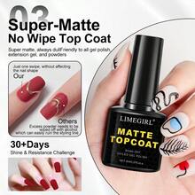 LIMEGIRL 3/2/1 件装 8ml 免擦拭凝胶底油和亮油，白色凝胶指甲油套装，可卸除，UV灯固化，亮面，持久哑光亮油，美甲设计套装 - 彩色 - 查看 6
