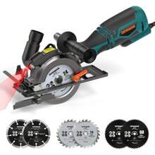 DOVAMAN Circular Saw With Metal Handle, 6 Blades(4½", 4¾"), Cutting Depth 1-11/16" (90°), 1-3/8" (45°), Laser Guide, Corded Saw For Wood