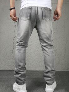 Graue Washed Slim Fit gerade geschnittene Lässig Hosen für Teenager Jungen, im europäischen und amerikanischen Stil