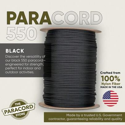 The Paracord Store | Type III 550 Paracord - 250 FT Spool, Blank | Heavy Duty 7 Strand Tactical Paracord - USA Made Nylon Outdoor Parachute Cord For Camping, Fishing & More - Survival Cord