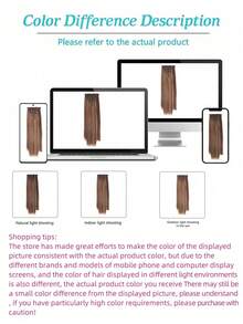 7pcs/Set 16" Clip-In Hair Extensions, Black Straight Long Hair, Natural Ombre, Heat Resistant Fiber, For Women