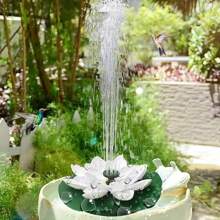 Solar Powered Lotus Fountain With 6 Interchangeable Nozzles - Vibrant Pink Lotus Design, Easy Installation, Multifunctional Bird Bath And Garden Pond Decor, Outdoor Decor, Solar Powered, Bird Bath, Suitable For Garden, Pond And Other Outdoor Areas