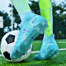 1 双男式足球鞋，成人专业训练钉鞋，学生青少年迷彩 TPU 钉鞋 - 藍色 - 查看 4