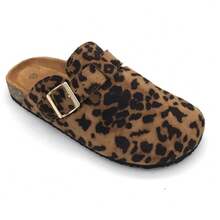 Open-Toe Comfortable Wooden Clogs With Adjustable Buckle And Ergonomic Insole - LEOPARD - View 2