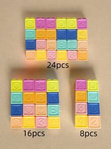 Baby Blocks,Toddler Blocks,Stacking & Building Toys For Babies, 8/16/24 Soft & Educational Blocks- Numbers, Shapes, Baby Blocks For Baby Shower,Colors, Animals- One Two Squeeze- 6 Months +,Stacking Toys For Toddlers 1-3,Random Color