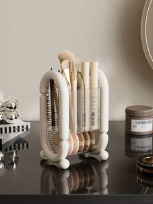 1pc High-End Makeup Brush Storage Box, Large-Capacity Cosmetic Storage Cylinder, Dressing Table Desktop Lipstick Pen Bucket, And Storage Rack. - Multicolor - View 1