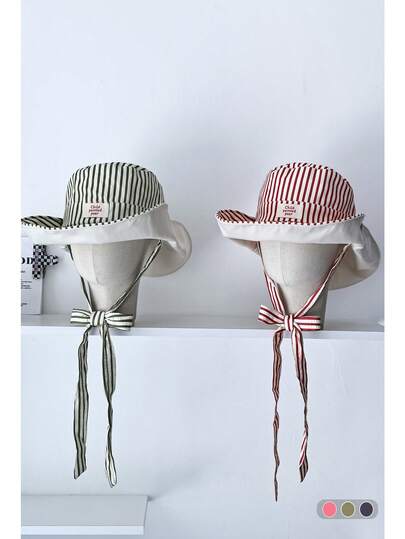 1pc Large Brim Sun Protection Hat, Summer Hiking Hat, Sun Shading Hat, Striped Bucket Hat For Women, Large Brim Fashionable Sun-Shading Hat For Outdoor Hiking Camping, Oversized Fit Flattering Bucket Hat