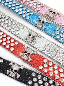 2025 Fashion European American Style Belt Luxury Studded Rhinestone Crystal Gothic Skull Metal Buckle Edgy Punk Birthday Gift Y2K Retro Dark Aesthetic Accessories ‌Structure Breakdown: Casual, Business, Boyfriend Husband Father Dad Men Gift, Daily Wear, Fashion, Teen, Outdoor, Vacation, Athletic, Travel, Street, Boho, Vintage Fall, Autumn, Halloween Autumn-Winter Accessories