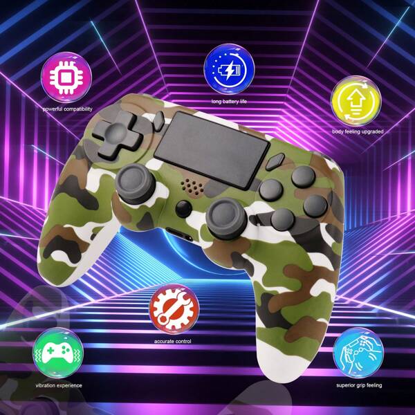 GAMINJA GAMINJA P47 draadloze controller, compatibel met PS4/PS4 Slim/PS4 Pro/PS3/PC, dubbele vibratie, luidspreker, 6-assige gyroscoop, hoofdtelefoonaansluiting, touchpad
