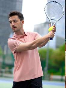 男士纯色高尔夫 Polo 衫，半纽扣领拼色商务休闲工作衬衫，适合男朋友的礼物