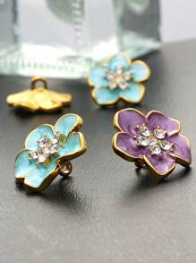 3pcs/Pack Luxury Floral Rhinestone Embedded Metal Buttons, Suitable For Coats, Shirts, Sweaters, Jackets, Versatile Decorative Buttons For Scarves, Shoes, Hats, Gift Boxes, DIY Jewelry Accessories