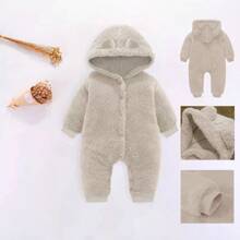 Roupa Bebe Menino Menina Macacão de Bebê com Capuz Bichinho Teddy Macio e Quentinho Pele Carneirinho