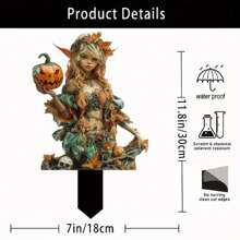 Halloween Garden Decor, Acrylic Pumpkin Fairy Holiday Decoration Outdoor Party Favor