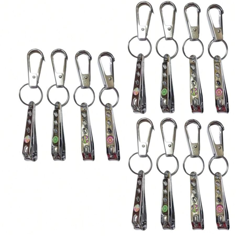 1 / 4 / 12 Chaveiro Mosquetão com Cortador de Unha Compacto e Durável