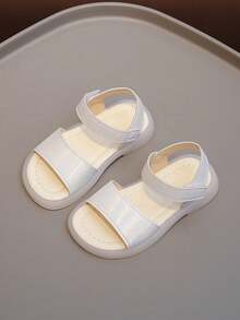 1 双女婴软底鞋，时尚圆头平底凉鞋，女童防滑步行鞋， - 白色 - 查看 2
