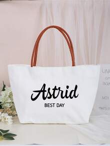 Customized Canvas Tote Bag, Customized Bags, Personalized Tote Bag, Personalized Gift, Customized Name - White - View 5