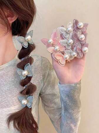 1/3个创意时尚珍珠蝴蝶电话造型发圈，发饰，弹性发带，适合各种发量，男女皆宜，可作装饰品，女士圣诞礼物，圣诞袜填充物，女士礼物，圣诞礼物，成人圣诞袜填充物，成人圣诞袜填充物，发饰，圣诞袜填充物，成人圣诞发饰，女士礼物创意，美容圣诞袜填充物，女士圣诞礼物