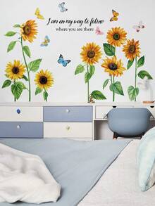 Sunflower Floral Theme Home Decor Wall Sticker For Bedroom Background - Multicolor - View 10