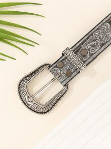 1pc Women's Retro PU Leather Rivet Belt, All Seasons