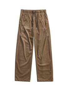 Pantaloni din velur cu picior largi, plisați, pentru bărbați, pantaloni țesuți cu textura uni, lejer, la modă și versatili, primăvară/toamnă