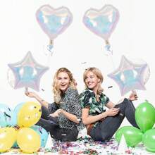 5pcs/Set 18-Inch Rainbow Star Shaped Foil Balloons - Transparent Pastel Colors, Suitable For Valentine's Day, Wedding, Birthday, Anniversary And Party Decoration, Celebration Events | Rainbow Decorations | Reflective Surface, Birthday Balloons
