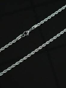 1pc Unisex 4mm Twisting Rope Chain Necklace, Fashion Versatile Classic Necklace Suitable For Daily Wear - 4mm Twist Chain - View 10