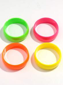 1pc Fashionable Fluorescent Resin Geometric Wide Bangle For Women, Suitable For Daily Wear And Gift