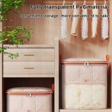 1pc Lightweight Mesh Breathable Garment Storage Bag, Simple Style PVC Material Moving Organizer Bag, Wardrobe Storage Bag, Large Capacity Storage Bag, Waterproof Moisture-Proof Storage Bag, Foldable With Reinforced Handle, Suitable For Home Use