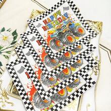 80/40/20pcs 13 * 13 Inch Disposable Happy Birthday Themed Napkins With Vibrant Monster Truck Patterns, Used For Birthday Parties, Banquet Decorations, Wedding Banquets, Family Gatherings, Outdoor Picnics, And Restaurant Decorations