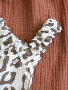 2pcs/Pack Baby Girls' Rainbow Print Sleeveless Romper Set, Cute Summer Outfit - Rust Brown - View 4