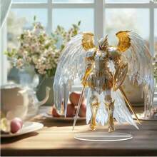 2D 天使雕像亚克力桌面装饰带支架，适合家庭、办公室、花园、波西米亚风格天使雕像礼物