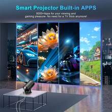 Projector, WiFi & Wireless, Compatible With HDTV, USB, Supports 1080P, 360° Rotation, 35" - 130" Screen Video Projector, USB Powered - Suitable For Home Theater, Outdoor Camping, Office Presentation - Black - View 9