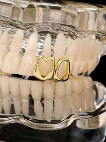 1Pc14k Copper Hollow Heart Cutout Clip-On Tooth Jewelry, Y2K Grillz Valentines