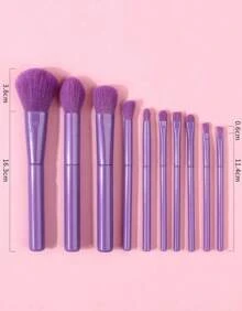 KIT 10 Professional PURPLE Makeup Brushes Blending Contour Brushes
